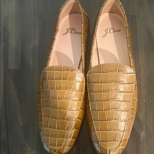 J. Crew Brown Crocodile-Patterned leather Loafers